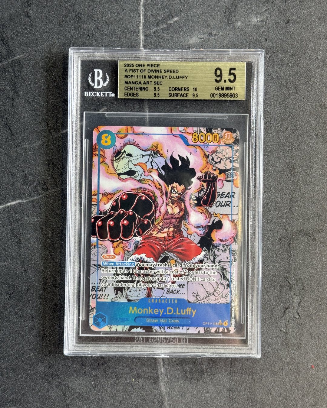 One Piece Card - Monkey.D.Luffy OP11-118 "SNAKEMAN" English - BGS 9.5 GEM MINT – Foto 2