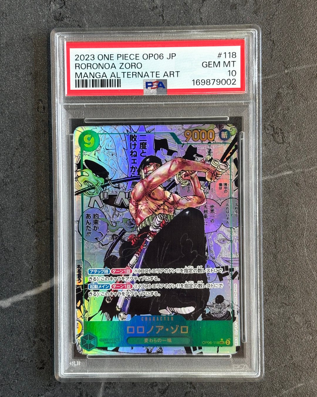 One Piece Card - Roronoa Zoro - OP06 Manga Rare #118 - 2023 Japanese - PSA 10 – Foto 2